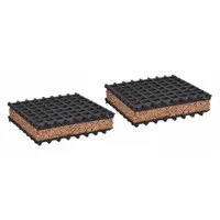 MASON Vibration Isolator Pad: Neoprene, Waffle Pad Top, 3 in Lg, 3 in Wd, 1 in Ht, Cork, 2 PK