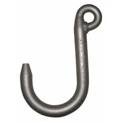 This PEERLESS wide-opening foundry hook is constructed from alloy steel with a 1/2 in material thickness and a silver finish. It has a Grade 80 hook rating and is suitable for lifting applications in industrial environments such as foundries and steel mills. The hook features no visual indicator markings. Manufacturer part number: FSA050S.