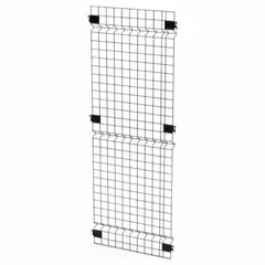 This welded wire panel is a component for Quick-Assemble Woven-Wire Partition systems. It measures 5 ft high by 2 ft wide by 1 1/2 in deep and features a black powder-coated finish. Used to construct enclosures, storage cages, or dividers in industrial settings.