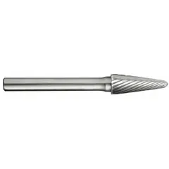 CLE-LINE single-cut ball-nosed cone bur with trade number SL-42. Features a 1/8" x 1/2" head and 1/8" shank. Designed for material removal, deburring, and shaping in metalworking applications.