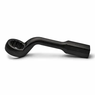 WRIGHT Striking Wrench: Steel, Black, 75 mm Head Size, 419 1/10 mm Overall Lg - Metric, Offset Handle, 12-Point, Striking Box End Wrenches
