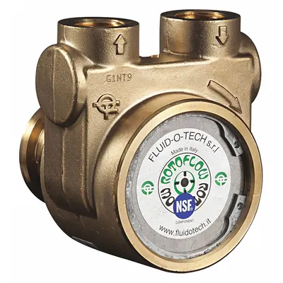 FLUID-O-TECH Rotary Vane Pump: Magnetic Drive, Low-Lead Brass Body, 1/2" NPT - Carbonator Mount Rotary Vane Pump Heads