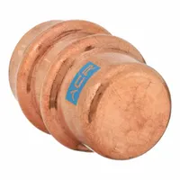 Press-fit cap for terminating or capping unused branches in copper or bronze refrigeration tube systems. Features a 3/4 in CTS connection and HNBR O-ring for leak-tight sealing. Suitable for HVAC and refrigeration piping applications
