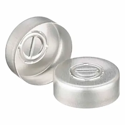QORPAK Lab Bottle Caps: 20 mm Dia, Silver, Aluminum, 20 mm Screw Closure Size - Crimp Caps