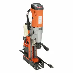 Standard magnetic drill press with electric magnet, 120V AC, and 12 3/8 in drill travel. Used for drilling holes in ferrous metals in structural steel fabrication, construction, and industrial maintenance.