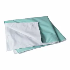 This disposable flat sheet is made from 50% vinyl and measures 40 inches in length by 36 inches in width. It is green in color and has no hem or pocket. Commonly used as a protective cover for surfaces or equipment in healthcare and industrial settings.