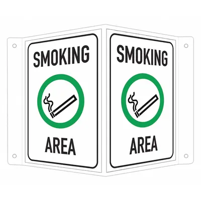 LYLE Facility Sign: Aluminum, Mounting Holes Sign Mounting - V-Shape Projection Smoking Area Signs