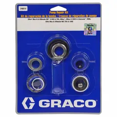 This pump repair kit is designed for servicing Graco paint sprayer pumps. It includes a gland male throat and is compatible with manufacturer model number 17A138. The kit replaces worn components to restore pump performance in industrial painting and coating applications.