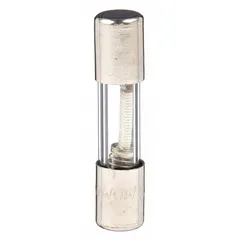 Time-delay cylindrical fuse rated 15 A and 32 V AC, with dimensions 1/4 in x 1 1/4 in. Designed for overcurrent protection in circuits with temporary inrush currents, such as motors, transformers, and control circuits.