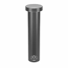 Steel clevis pin with plain finish, 3/8 in diameter and 1-5/8 in shank length. Used as a removable fastener in clevis and hitch-pin assemblies for machinery linkages and rigging. Supplied in a pack of 25.