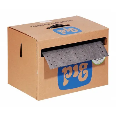 PIG Sorbent Roll: 75 ft Lg, 15 in Wd, Gray, Polypropylene, 75 ft Roll Lg - Sorbent Rolls