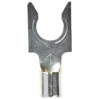 3M Fork Terminals: Bare, 1/4 in Stud Size, 12 AWG – 10 AWG Wire Range, Locking Fork - Non-Insulated Fork Terminals