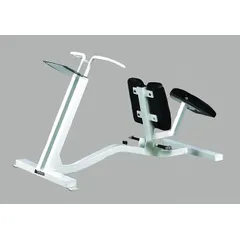 Steel stretching machine with powder-coated gray and black finish and vinyl contact surfaces. Single station, 48 in overall length. Used for tensioning wire, cable, or strapping in material handling and fabrication.