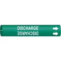 Pipe Marker: Discharge, Green, White, Fits 3/4 to 1 3/8 in Pipe O.D., 1 Pipe Markers, With Arrows (MPN 4175-A)