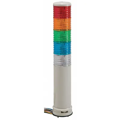SCHNEIDER Tower Light Assembly: 5 Tier, Blue/Clear/Green/Orange/Red - Five-Tier Tower Light Assemblies