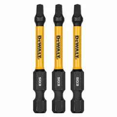 This 3-pack of #3 screwdriver bits features a hex shank and standard tip style. Made from S2 steel, the bits are impact rated for use with impact drivers in fastening applications.