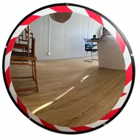 Convex Mirror: Round, Acrylic with High Visibility Border, 48 in Dia, Hardboard, Outdoor (MPN PLXR-ST-48DT)