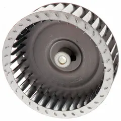 This YORK OEM replacement blower wheel has a 4-inch diameter and 1-inch width. It is designed for use in forced-air HVAC systems to move air across heat exchangers or evaporator coils. Compatible with York model S1-373-10337-702.