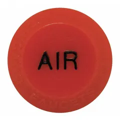 Plastic index button for laboratory faucet handles. Orange color with 'AIR' index text. Designed for air-type handles to identify handle function in lab settings.
