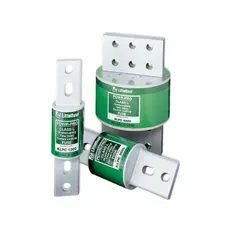 Class L time-delay bolt-on fuse from the KLPC Series. Rated 1.2 kA at 600 V AC and 480 V DC. Provides overcurrent protection in industrial power distribution systems, suitable for feeders, switchboards, and heavy machinery.