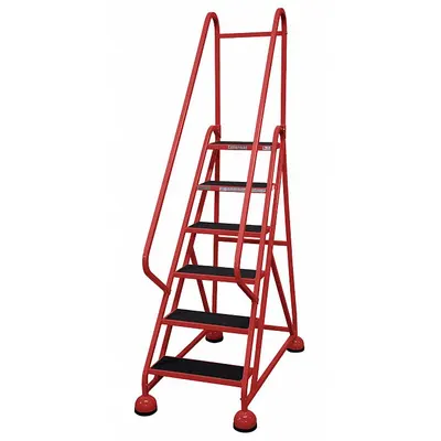 COTTERMAN Rolling Ladder: 4.5 ft Platform Ht, Partially Assembled, Steel - Steel Ultra-Stable Weight-Actuated Ladders