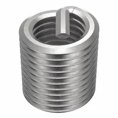 This HELI-COIL helical insert is a tanged, free-running type made from 18-8 stainless steel with a 1 1/8"-7 coarse thread. It is used to repair or reinforce internal threads in metal substrates, providing a strong, wear-resistant thread in applications such as machining and power transmission.