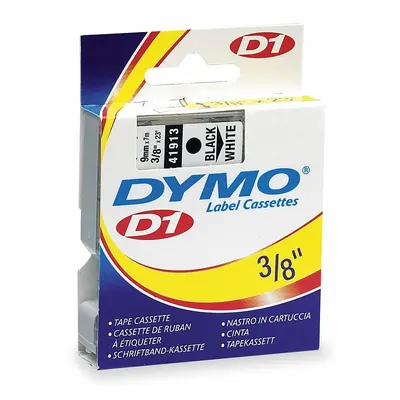 DYMO Combined Label and Ribbon Cartridge: 3/8 in x 23 ft, Polyester, White (Gloss) - Dymo Thermal Transfer Continuous Label Roll Cartridges