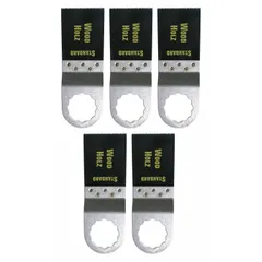 This 12-point mounted blade is designed for flush cutting in wood. With a 2 in overall length and carbon steel construction, it is suitable for trimming door jambs, baseboards, and other tight-access wood applications. Sold in a 5-pack.