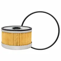 Cartridge-type diesel fuel filter with cellulose media and attached grommet. Outside diameter 2 15/16 in, inside diameter 7/16 in. Used in diesel fuel systems for removing contaminants from fuel