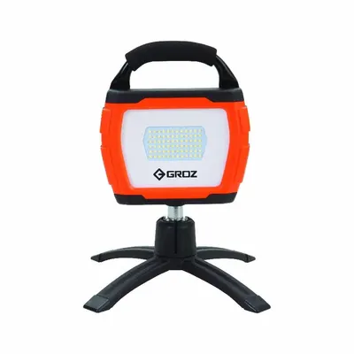 GROZ Temporary Job Site Light: 3,000 lm Max Brightness, LED, 3, 3 Brightness Levels - Floor Stand Lights