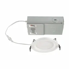 This 4-inch low-profile canless downlight delivers 800 lumens at 3500K color temperature, consuming 10.5 watts. It operates on 120 to 277V AC and is dimmable. The trim color is available separately. Suitable for general ambient lighting in commercial and residential spaces such as offices, corridors, and kitchens.