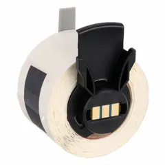 Pre-cut label stock roll measuring 1 in x 1 in, made of polyester with permanent adhesive in pink/white. Designed for cryogenic applications, these labels resist embrittlement and adhesive failure at low temperatures. Compatible with BMP71 printer series when used with a Media Adapter.