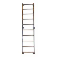 This TRI-ARC fixed ladder is a single-section, assembled aluminum ladder with a 14 ft overall height and 21.1 in overall width. It features 14 rungs and supports a 300 lb load capacity. Designed for permanent installation, it provides safe vertical access for maintenance, inspection, and equipment access in industrial settings such as warehouses and factories.