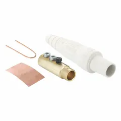 Female plug from the 16 Series rated 400 A at 600V AC/600V DC. Features double set screw termination for secure conductor clamping. White housing. Suitable for inline high-current connections in industrial power distribution and heavy-duty equipment.