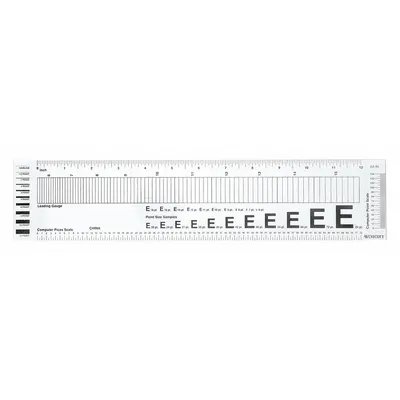 WESTCOTT Ruler: GA-96, Graphic Arts Ruler, 12 in, 0.02 in Thick, 1/16 in, Black - Plastic Rulers