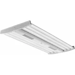 This 4 ft. linear LED bay light delivers 60,670 lumens at 5000K color temperature, consuming 365 W. It operates on 120 to 277V AC and is designed for mounting heights of 30 ft to 60 ft with a narrow beam distribution. Suitable for high-bay applications in industrial and commercial spaces, it replaces 1000W metal halide fixtures.