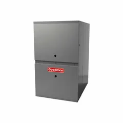 This GOODMAN downflow gas furnace provides 80,000 BtuH heating capacity input and 1,600 cfm air flow at 80% AFUE. It is California Low NOx compliant and measures 33-3/8 in x 17-1/2 in x 28 in. Suitable for whole-house forced-air heating in downflow configurations where the furnace is installed below the conditioned space.