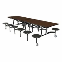 PALMER HAMILTON Cafeteria Table: Montana Walnut, Stool Seat, 29 in Overall Ht, 59 in Overall Lg (MPN 59TV23293012-S12-MBL)