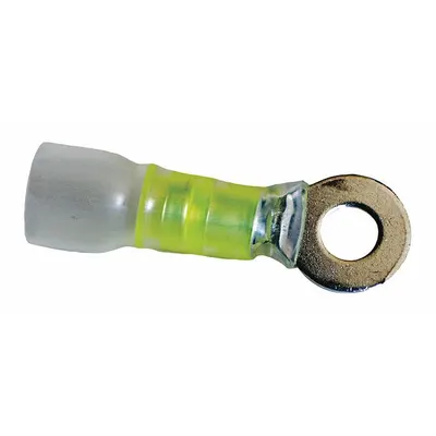 VELVAC Ring Terminal: Yellow, Nylon Insulation, 3/8 in Stud Size, 12 AWG to 10 AWG Wire Sizes - Insulated Ring Terminals
