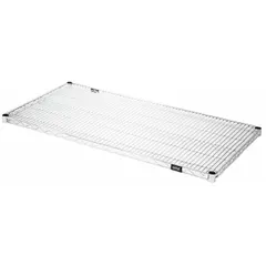 This clear PETG liner for wire shelving provides a flat surface that prevents small items from falling through wire gaps. It is commonly used in commercial kitchens, warehouses, and retail storage areas to keep shelves clean and organized.