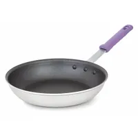 VOLLRATH Fry Pan: Non-Stick, 10 in Top Dia, Aluminum, Black/Silver, Silicone, NSF Certified, Purple (MPN T401080)