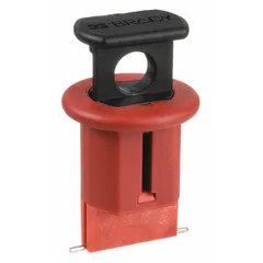 This 6-pack of pin-out lockouts is designed for 120/277V AC mini circuit breakers and multi-pole breakers. Used in lockout/tagout procedures to secure breaker handles in the off position during maintenance, preventing accidental re-energization. Does not include a cable tie slot.
