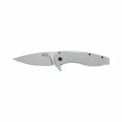 Manually-opening folding knife with a stainless steel blade. Closed length 4 1/2 in, overall length 8 in. Suitable for cutting, stripping, and scoring tasks in maintenance, construction, and general utility work.