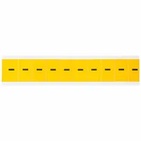 This 10-pack of permanent individual dash characters features a 1-inch Gothic font in black on a yellow background. Designed for indoor/outdoor use, these non-reflective labels are suitable for pipe marking, electrical panel labeling, and facility signage. They are not self-spacing or aligning