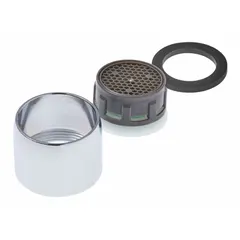 Metal aerated flow outlet with chrome finish. 55/64" connection size. Designed for use with faucet assemblies to provide a smooth, aerated stream.