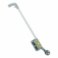 This steel wheeled marking wand is designed for use with aerosol cans to apply controlled lines. It features a light-touch trigger and includes a removable wheel. Typical applications include striping lanes, safety zones, and markings in parking lots, warehouses, and industrial facilities