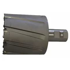 Carbide-tipped annular cutter with a 1 7/8 in diameter and 3 7/8 in maximum cutting depth. Bright finish, uncoated. Designed for cutting clean, accurate holes in tough materials such as structural steel and stainless steel. Suitable for industrial fabrication, construction, and maintenance applications.