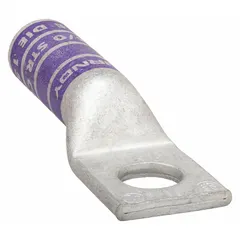 One-hole compression lug for terminating 4/0 AWG stranded copper wire. Features a 3/8 in stud size and long barrel design. Uninsulated copper construction. Used in power distribution, panelboards, and switchgear for secure, low-resistance connections.