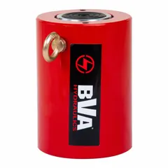 Single-acting general purpose hydraulic ram with 100 ton nominal capacity and 10 in nominal stroke length. Used for lifting, pushing, pressing, and jacking in industrial maintenance, construction, and manufacturing applications requiring high force in a compact form factor.