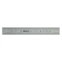 MITUTOYO Rigid Rule: 182-105, 6 in / 150 mm, 0.05 in Thick, 0.5 mm/1/64 in, Chrome, Black, Rigid